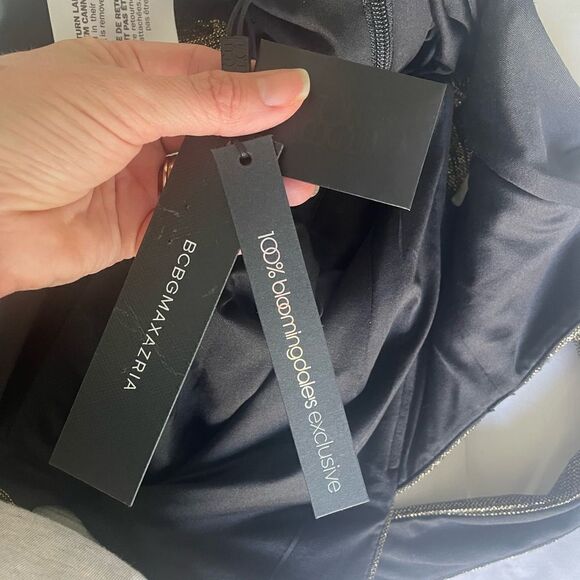 BCBG MAXAZRIA Metallic Gold Pleated Cut Out Gown XS - Picture 10 of 10